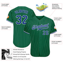 Load image into Gallery viewer, Custom Kelly Green White Pinstripe Royal-White Authentic Baseball Jersey