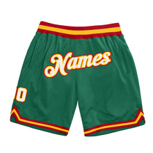 Laden Sie das Bild in den Galerie-Viewer, Custom Kelly Green White-Gold Authentic Throwback Basketball Shorts