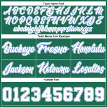 Load image into Gallery viewer, Custom Kelly Green White-Light Blue Authentic Throwback Basketball Shorts