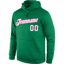 Charger l'image dans la galerie, Custom Stitched Kelly Green White-Pink Sports Pullover Sweatshirt Hoodie