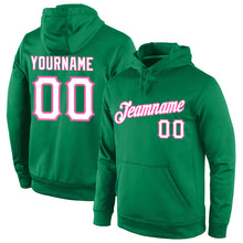 Charger l'image dans la galerie, Custom Stitched Kelly Green White-Pink Sports Pullover Sweatshirt Hoodie
