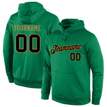 Load image into Gallery viewer, Custom Stitched Kelly Green Black-Old Gold Sports Pullover Sweatshirt Hoodie
