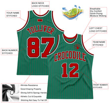 Load image into Gallery viewer, Custom Kelly Green Red Pinstripe Red-Black Authentic Basketball Jersey