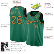 Charger l'image dans la galerie, Custom Kelly Green White Pinstripe Old Gold-Black Authentic Basketball Jersey