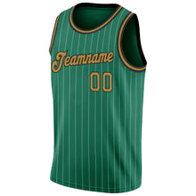 Charger l'image dans la galerie, Custom Kelly Green White Pinstripe Old Gold-Black Authentic Basketball Jersey