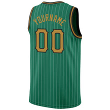Charger l'image dans la galerie, Custom Kelly Green White Pinstripe Old Gold-Black Authentic Basketball Jersey