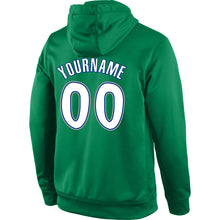 Laden Sie das Bild in den Galerie-Viewer, Custom Stitched Kelly Green White-Royal Sports Pullover Sweatshirt Hoodie