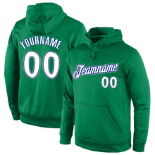Laden Sie das Bild in den Galerie-Viewer, Custom Stitched Kelly Green White-Royal Sports Pullover Sweatshirt Hoodie