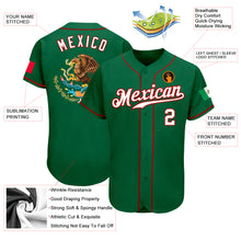 Load image into Gallery viewer, Custom Kelly Green White-Red Authentic Mexican Flag Fashion Baseball Jersey
