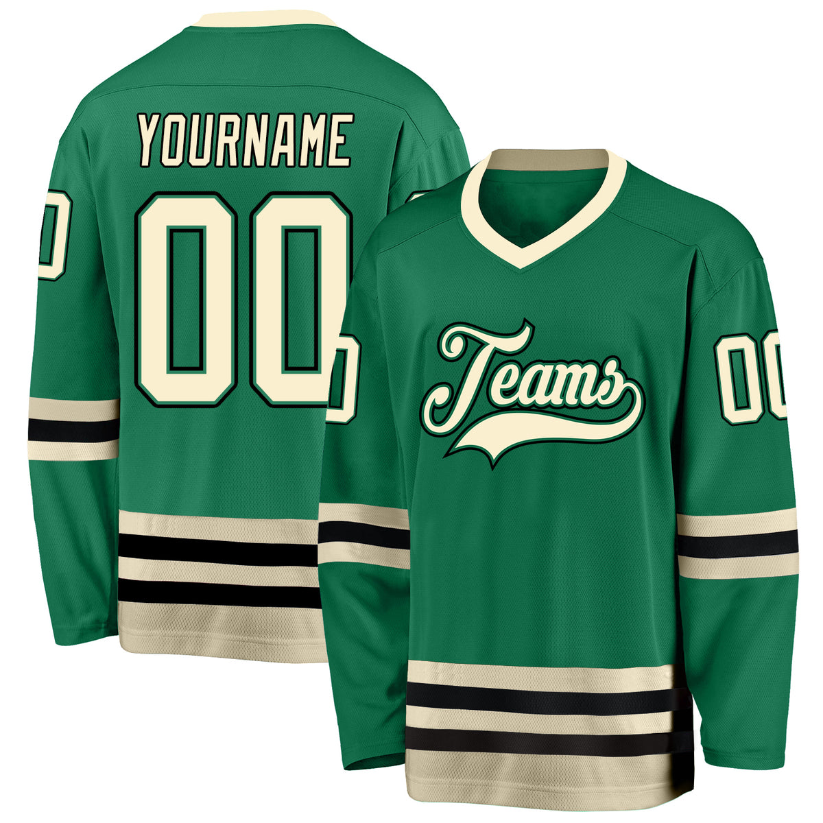 Blank Deep Green Hockey Jersey With Shoulder Yoke