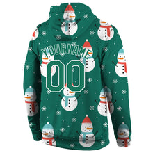 Загрузить изображение в средство просмотра галереи, Custom Stitched Kelly Green Kelly Green-White Christmas 3D Sports Pullover Sweatshirt Hoodie