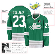 Load image into Gallery viewer, Custom Kelly Green White-Gray Hockey Jersey