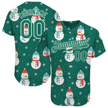 Charger l'image dans la galerie, Custom Kelly Green Kelly Green-White Christmas 3D Authentic Baseball Jersey