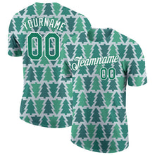 Charger l'image dans la galerie, Custom Kelly Green Kelly Green-White Christmas 3D Performance T-Shirt