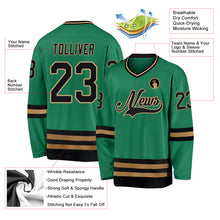 Charger l'image dans la galerie, Custom Kelly Green Black-Old Gold Hockey Jersey