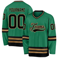 Charger l'image dans la galerie, Custom Kelly Green Black-Old Gold Hockey Jersey