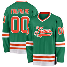 Load image into Gallery viewer, Custom Kelly Green Orange-White Hockey Jersey