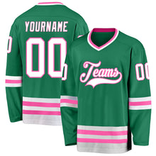 Charger l'image dans la galerie, Custom Kelly Green White-Pink Hockey Jersey
