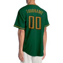 Load image into Gallery viewer, Custom Kelly Green Old Gold-Black Authentic Baseball Jersey