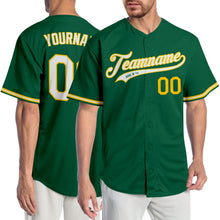 Load image into Gallery viewer, Custom Kelly Green White-Gold Authentic Baseball Jersey
