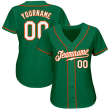 Load image into Gallery viewer, Custom Kelly Green White-Orange Authentic Baseball Jersey