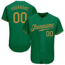 Load image into Gallery viewer, Custom Kelly Green Old Gold Authentic Baseball Jersey