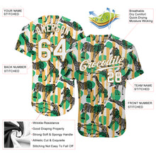 Charger l'image dans la galerie, Custom Kelly Green White-Old Gold 3D Pattern Design Zebras And Giraffes Authentic Baseball Jersey