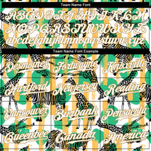 Charger l'image dans la galerie, Custom Kelly Green White-Old Gold 3D Pattern Design Zebras And Giraffes Authentic Baseball Jersey