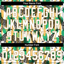 Charger l'image dans la galerie, Custom Kelly Green White-Old Gold 3D Pattern Design Zebras And Giraffes Authentic Baseball Jersey