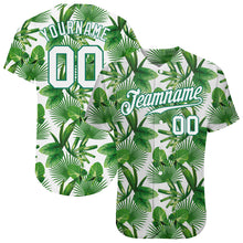 Load image into Gallery viewer, Custom Kelly Green White-Kelly Green 3D Pattern Design Tropical Palm Leaves Authentic Baseball Jersey