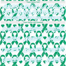 Загрузить изображение в средство просмотра галереи, Custom Kelly Green White-Light Blue 3D Pattern Design Breast Cancer Authentic Baseball Jersey
