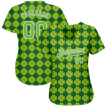Charger l'image dans la galerie, Custom Kelly Green Neon Green-White 3D Pattern Design Authentic St. Patrick's Day Baseball Jersey
