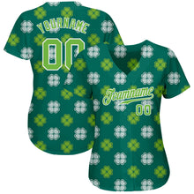 Load image into Gallery viewer, Custom Kelly Green Neon Green-White 3D Pattern Design Authentic St. Patrick&#39;s Day Baseball Jersey
