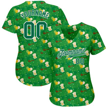 Load image into Gallery viewer, Custom Kelly Green Kelly Green-White 3D Pattern Design Authentic St. Patrick&#39;s Day Baseball Jersey
