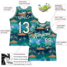 Загрузить изображение в средство просмотра галереи, Custom Kelly Green White-Kelly Green 3D Pattern Hawaii Palm Trees Authentic Basketball Jersey