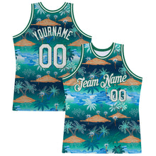Загрузить изображение в средство просмотра галереи, Custom Kelly Green White-Kelly Green 3D Pattern Hawaii Palm Trees Authentic Basketball Jersey