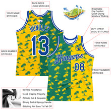 Загрузить изображение в средство просмотра галереи, Custom Kelly Green Royal-Gold 3D Pattern Hawaii Palm Trees Authentic Basketball Jersey