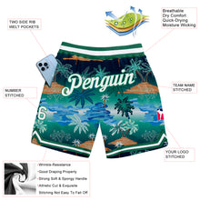 Загрузить изображение в средство просмотра галереи, Custom Kelly Green White-Kelly Green 3D Pattern Design Palm Trees Authentic Basketball Shorts