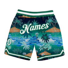 Загрузить изображение в средство просмотра галереи, Custom Kelly Green White-Kelly Green 3D Pattern Design Palm Trees Authentic Basketball Shorts