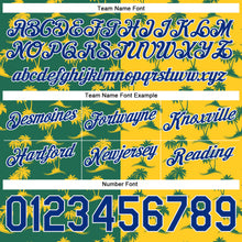 Laden Sie das Bild in den Galerie-Viewer, Custom Kelly Green Royal-Gold 3D Pattern Design Palm Trees Authentic Basketball Shorts