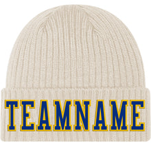 Load image into Gallery viewer, Custom City Cream Royal-Gold Stitched Cuffed Knit Hat

