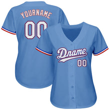 Load image into Gallery viewer, Custom Light Blue White-Red Authentic Baseball Jersey