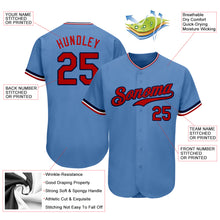 Load image into Gallery viewer, Custom Light Blue Red-Navy Authentic Baseball Jersey