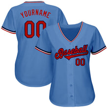 Load image into Gallery viewer, Custom Light Blue Red-Navy Authentic Baseball Jersey