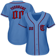 Load image into Gallery viewer, Custom Light Blue Red-Navy Authentic Baseball Jersey