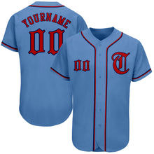 Load image into Gallery viewer, Custom Light Blue Red-Navy Authentic Baseball Jersey