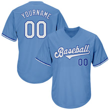 Load image into Gallery viewer, Custom Light Blue White-Royal Authentic Throwback Rib-Knit Baseball Jersey Shirt