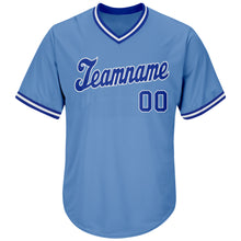 Charger l'image dans la galerie, Custom Light Blue Royal-White Authentic Throwback Rib-Knit Baseball Jersey Shirt