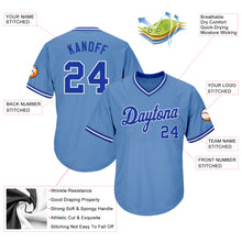 Charger l'image dans la galerie, Custom Light Blue Royal-White Authentic Throwback Rib-Knit Baseball Jersey Shirt