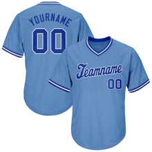 Charger l'image dans la galerie, Custom Light Blue Royal-White Authentic Throwback Rib-Knit Baseball Jersey Shirt